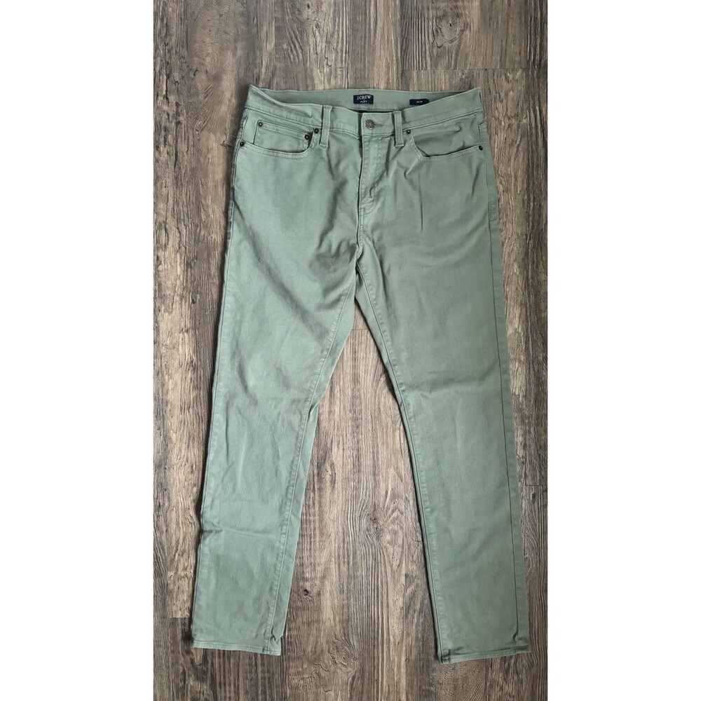 J. Crew Jeans Men's 33x34 Green Slim Fit Flex Straight Leg Garment Dye Classic